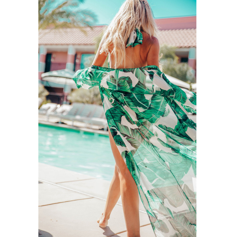 YY606--New chiffon sun protection cardigan vacation bikini cover-up