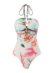 QL2457--Bikini digital printed two-piece conservative swimsuit for women