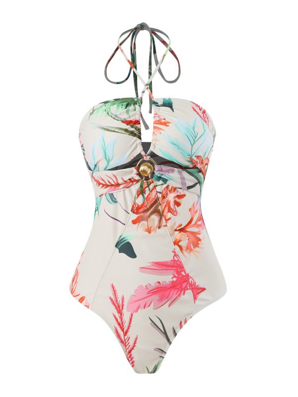 QL2457--Bikini digital printed two-piece conservative swimsuit for women