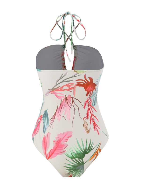 QL2457--Bikini digital printed two-piece conservative swimsuit for women