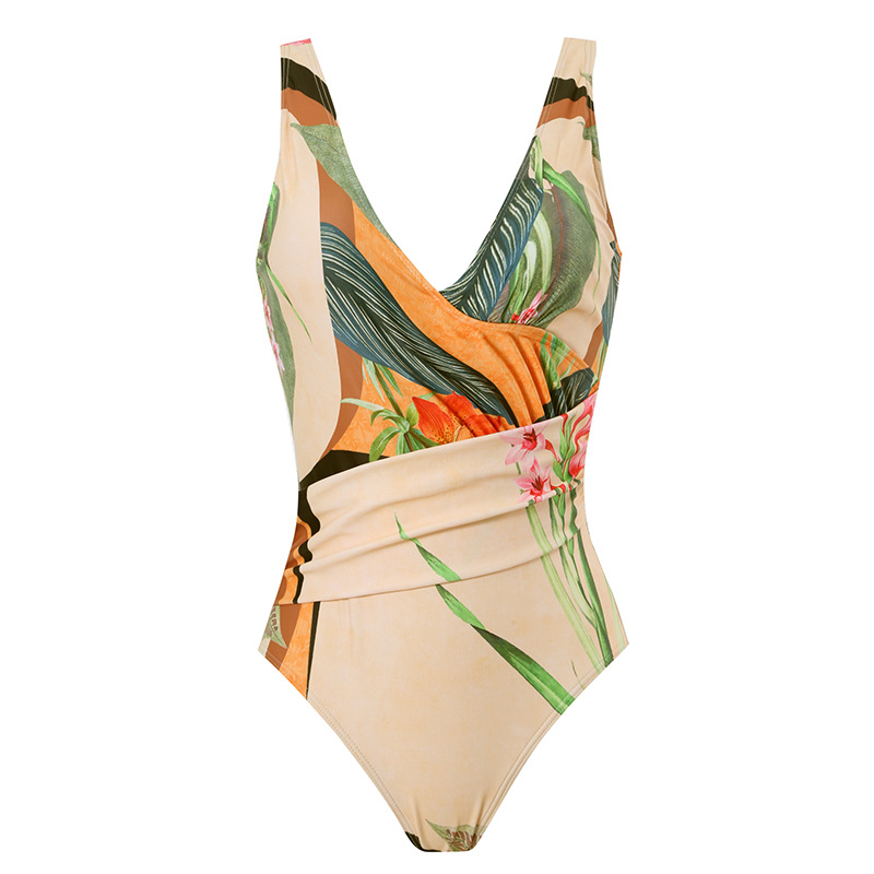 0-31--Two-piece swimsuit cross-over belly-covering printed backpack hip-revealing long skirt swimsuit