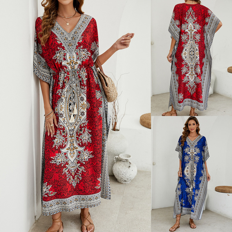 FH7009--Bikini Sunscreen Beach Dress Bohemian Dress