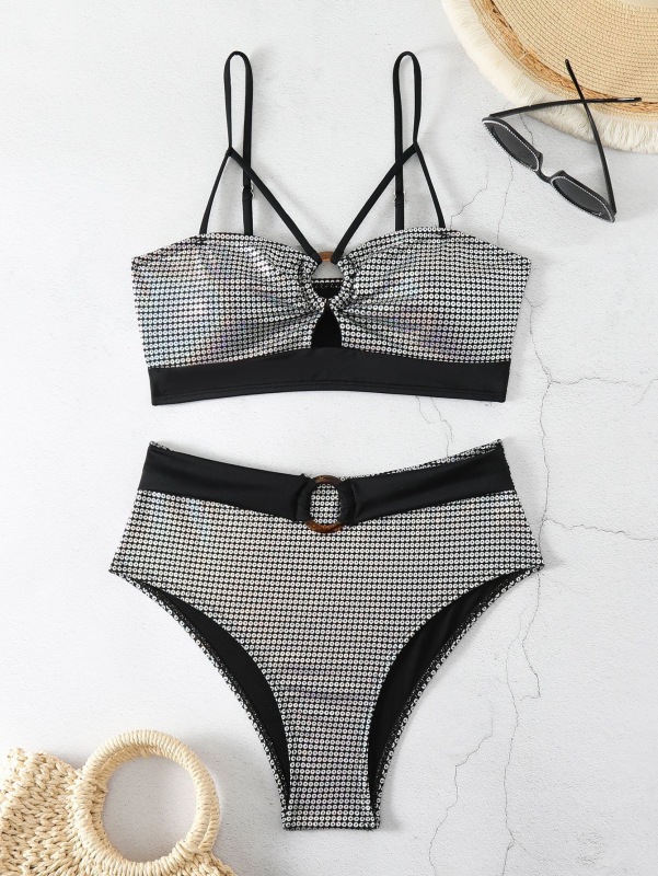 1688--Hollow split swimsuit multi-color bronzing swimsuit for women