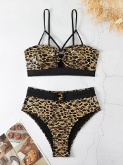 1688--Hollow split swimsuit multi-color bronzing swimsuit for women