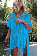 CYBK4019--Hollow V-neck loose bikini cover-up knitted beach cover-up