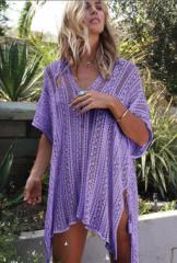 CYBK4019--Hollow V-neck loose bikini cover-up knitted beach cover-up