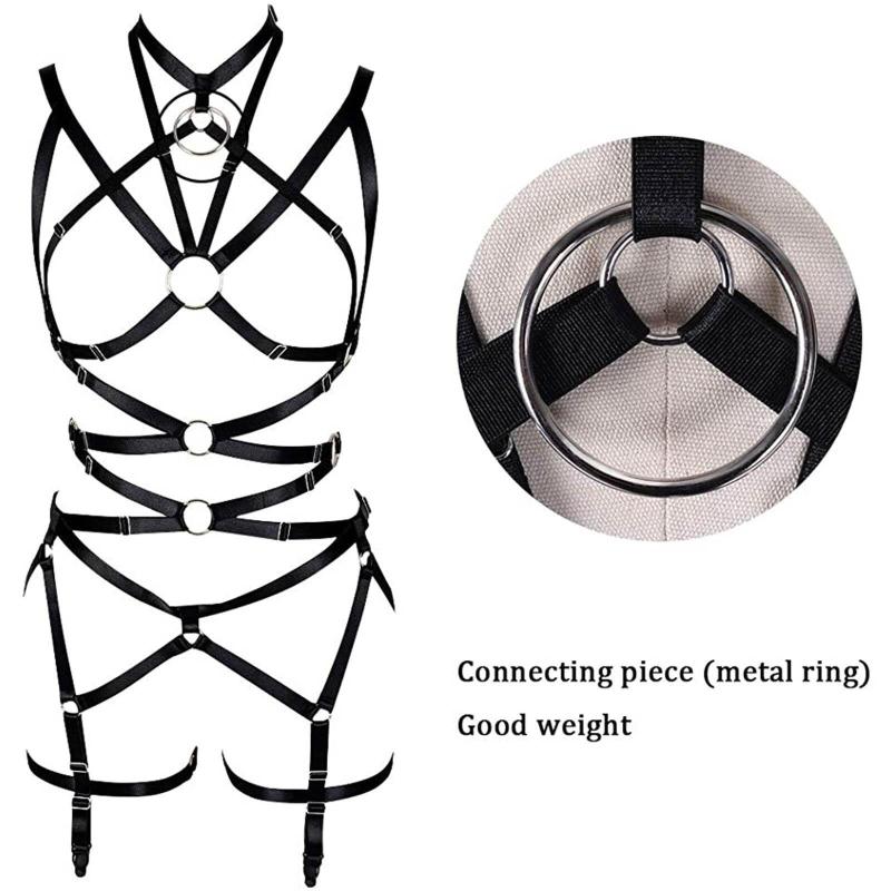 284--Womens Cropped Punk Harness Belt Stretch Stretch Gothic Garter Orgy Bra