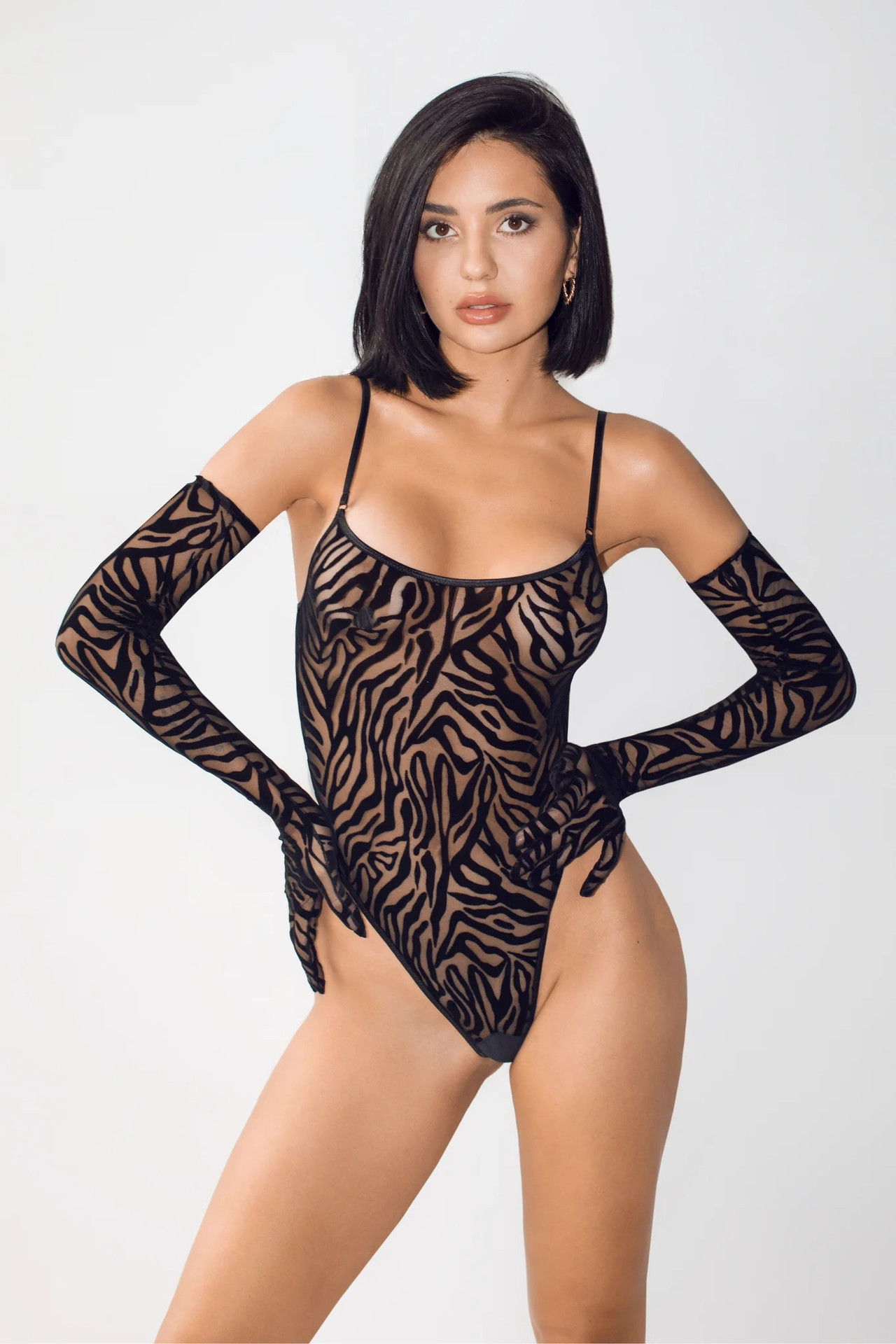B9013--Sexy sexy jumpsuit without wire rims zebra see-through underwear nightclub hot girl set