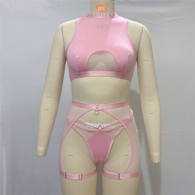 T9012S--New style no wire underwear, fashionable see-through sexy bra three-piece set