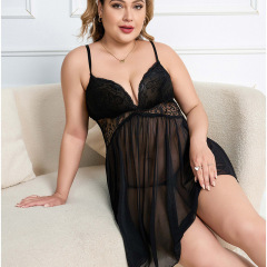 8318--Sexy see-through pajamas, sexy lace temptation nightgown