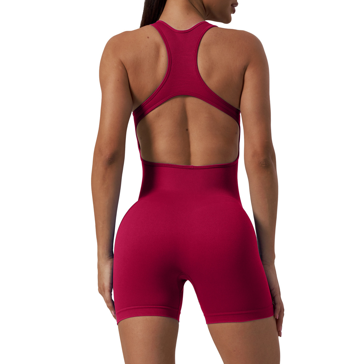 G9616--Seamless one-piece yoga wear, women's one-piece shorts, fitness yoga, beautiful back and butt lift