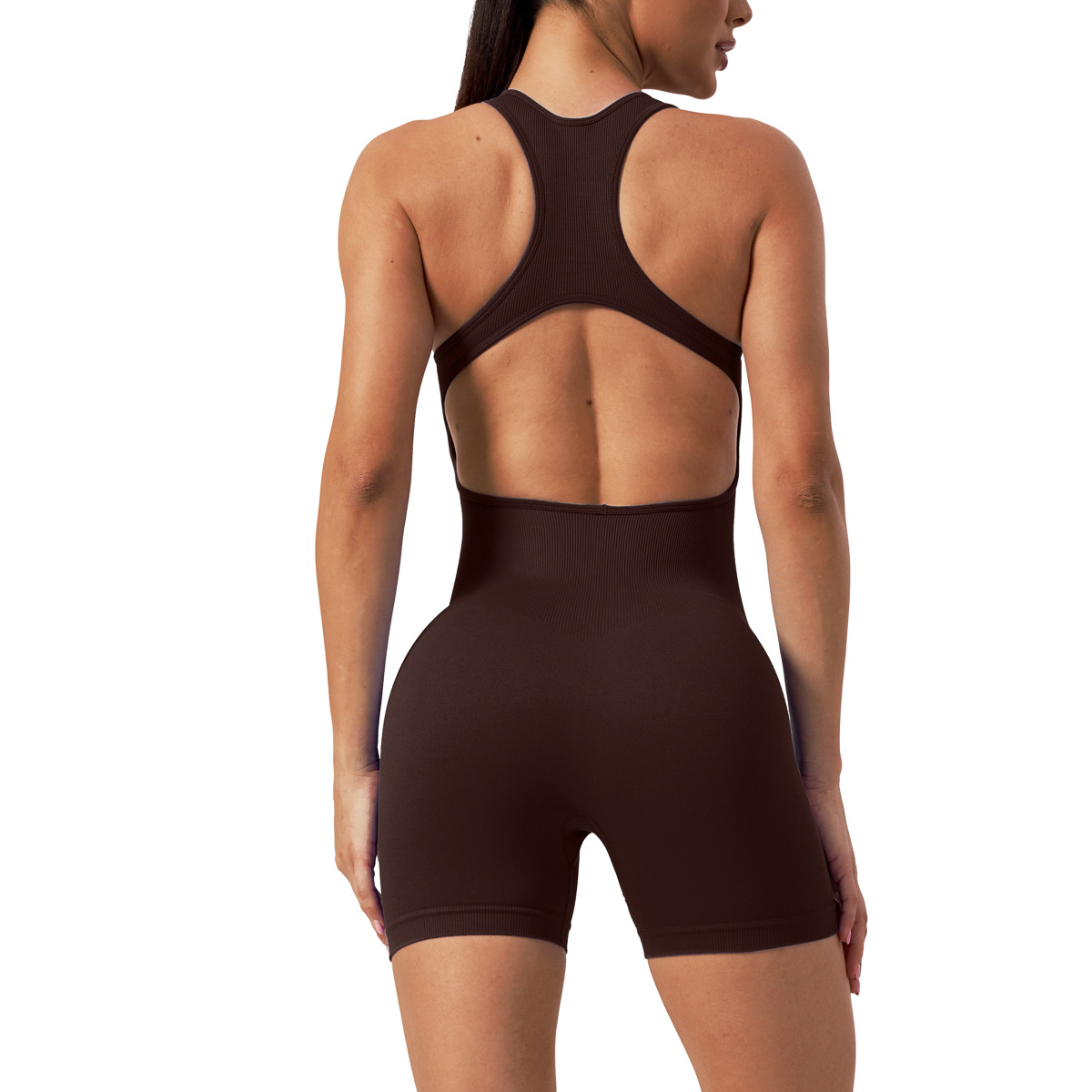 G9616--Seamless one-piece yoga wear, women's one-piece shorts, fitness yoga, beautiful back and butt lift