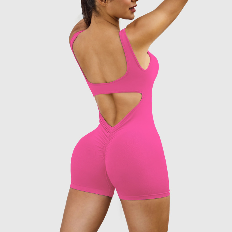 G9886--Shoulder straps showing back V peach buttocks yoga jumpsuit