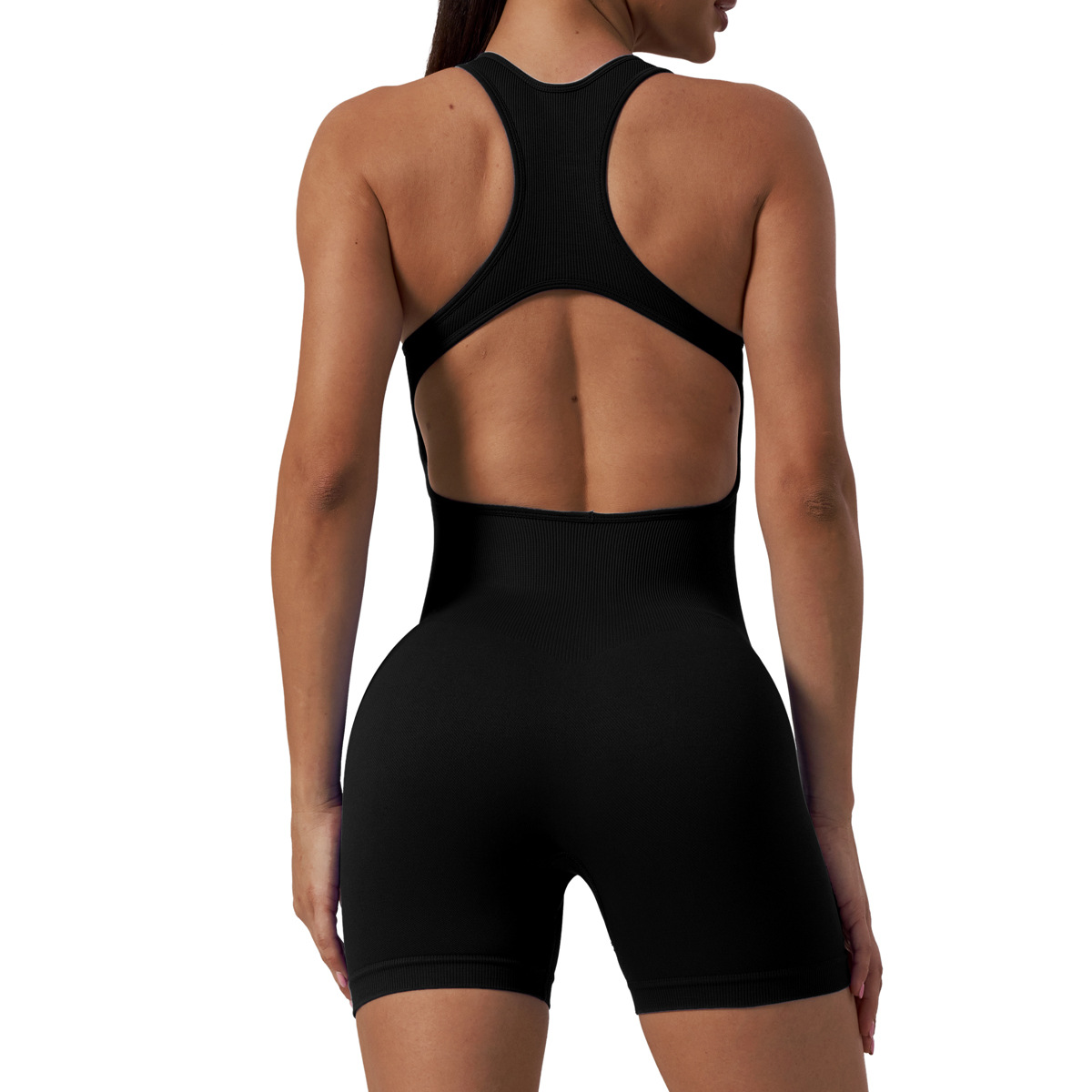 G9616--Seamless one-piece yoga wear, women's one-piece shorts, fitness yoga, beautiful back and butt lift