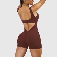 G9886--Shoulder straps showing back V peach buttocks yoga jumpsuit