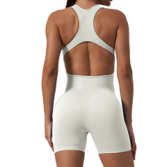 G9616--Seamless one-piece yoga wear, women's one-piece shorts, fitness yoga, beautiful back and butt lift