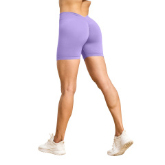 G7366-2--Seamless Yoga Wear Back V Shorts Peach Butt