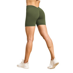 G7366-2--Seamless Yoga Wear Back V Shorts Peach Butt