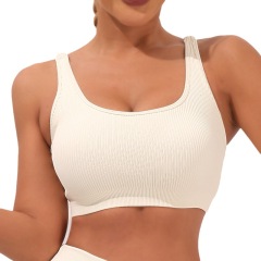 A23B242--Seamless Ribbed Back Yoga Vest Quick-Drying Sports Bra