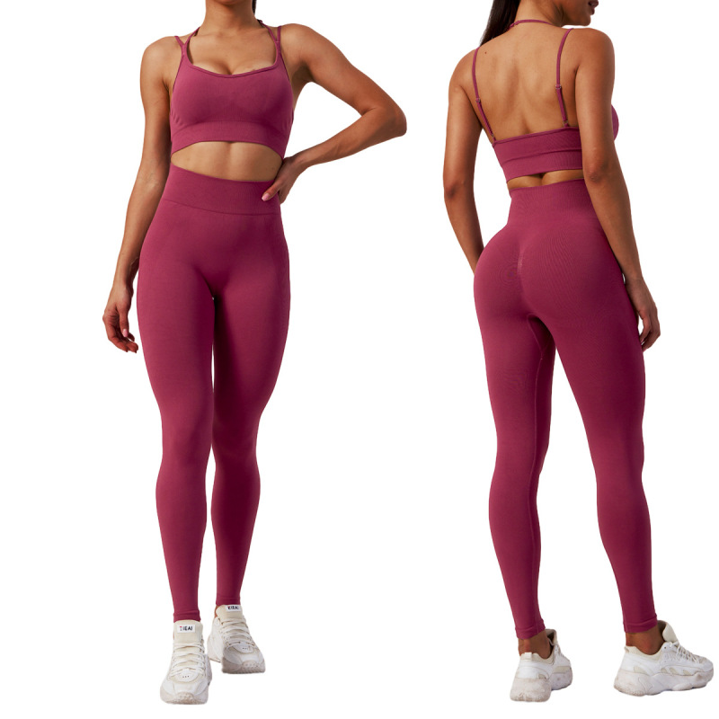 G9612--New seamless yoga wear women's suit sports bra underwear finger sleeves shorts 5-piece set