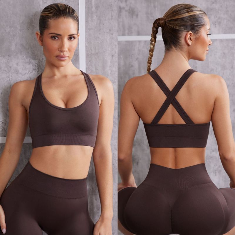 G9612--New seamless yoga wear women's suit sports bra underwear finger sleeves shorts 5-piece set