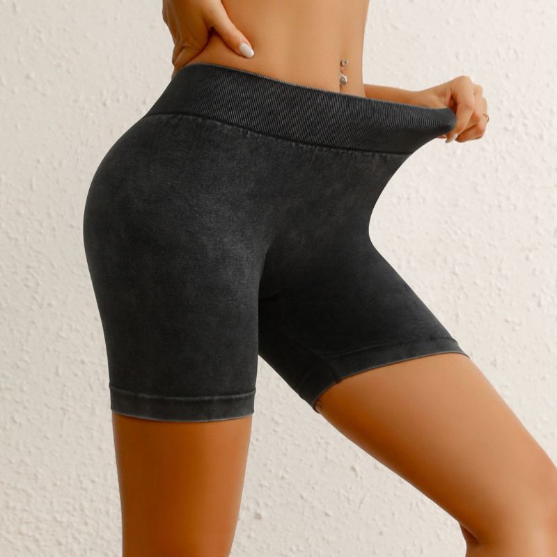 G7366--Seamless Yoga Wear Women's Back V Shorts Sand Washed Peach Butt