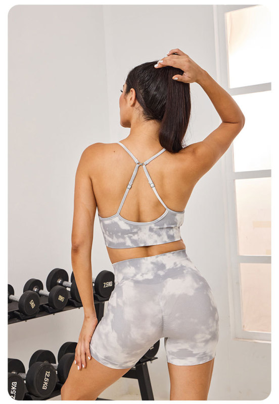 G9755--New digital printing women's fitness seamless bra, shorts and trousers 3-piece set