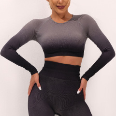A23LT227--New seamless sports yoga T-sleeve women's nude fitness sports long sleeves