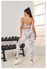 G9755--New digital printing women's fitness seamless bra, shorts and trousers 3-piece set