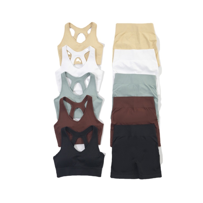 G9206-1--Popular Threaded Seamless Yoga Wear Suit Underwear Butt Lifting Shorts Suit