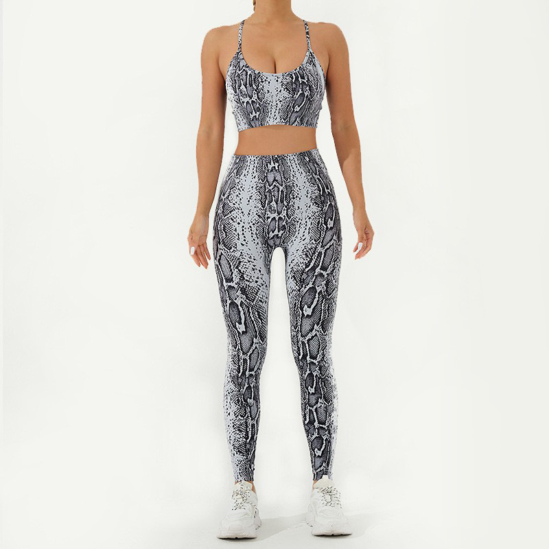 A23B295+A23L297--Camouflage print seamless yoga suit suspenders, pants suit