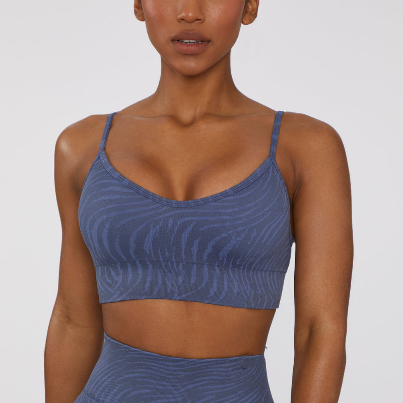 BT2281-4--Zebra print four-piece sand-washed yoga wear sports vest short-sleeved butt-lifting pants yoga suit