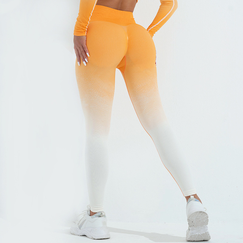 A23L228--Sewn Sports Yoga Pants Cationic Double Dyed High Waist High Stretch Fitness Pants