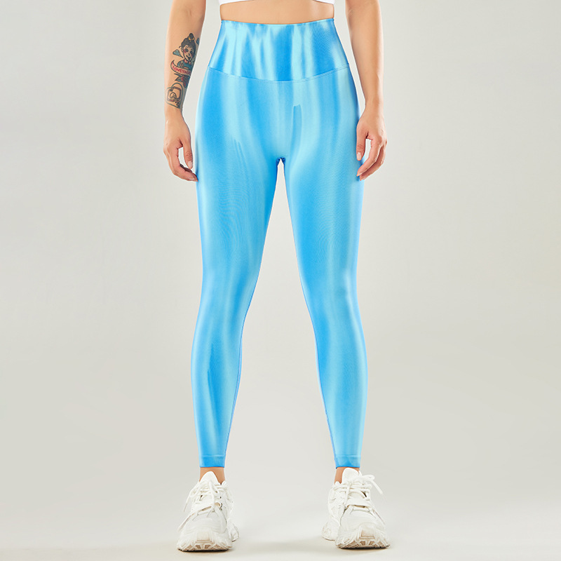 02L008--New Seamless Tie Dye Pants High Waist Hip Lifting Peach Female Yoga Nine-Point Pants