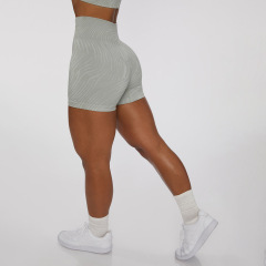 BT2281-4--Zebra print four-piece sand-washed yoga wear sports vest short-sleeved butt-lifting pants yoga suit