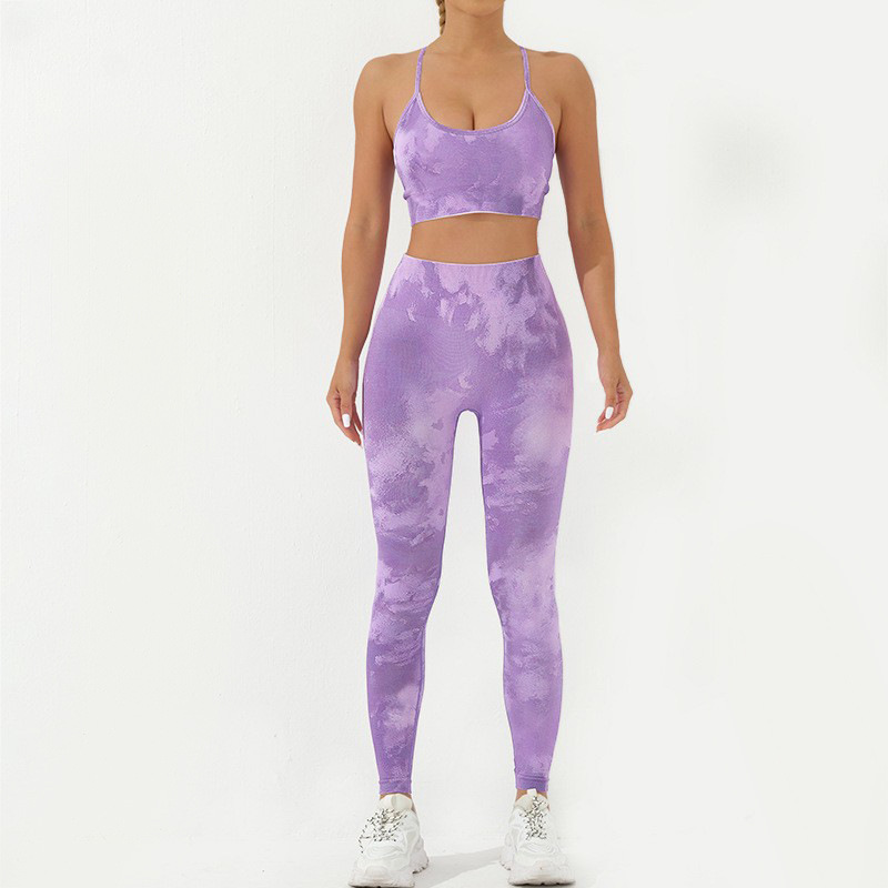 A23B295+A23L297--Camouflage print seamless yoga suit suspenders, pants suit