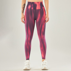 02L008--New Seamless Tie Dye Pants High Waist Hip Lifting Peach Female Yoga Nine-Point Pants