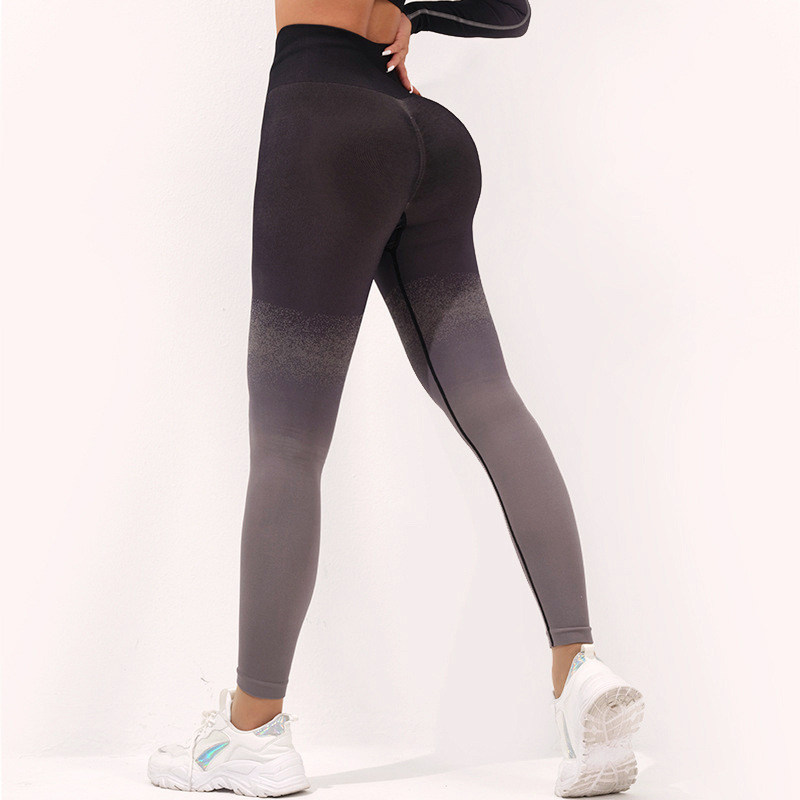 A23L228--Sewn Sports Yoga Pants Cationic Double Dyed High Waist High Stretch Fitness Pants