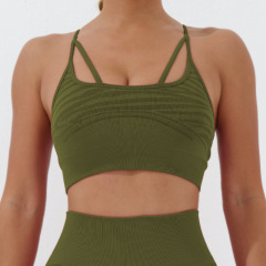 A23L090--Glossy Silk Athletic Seamless Yoga Sports Bra