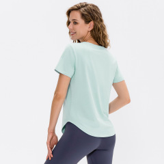 12218--Women's Loose Yoga Short Sleeve Breathable Running Top