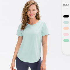 12218--Women's Loose Yoga Short Sleeve Breathable Running Top