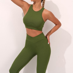 A23B243+A23L245--Threaded belly-control high-waist back-beautifying yoga set