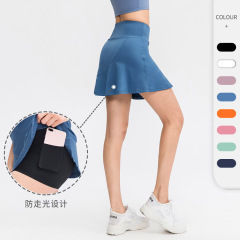 02420--Women's sports skirt, loose fake two-piece quick-drying running fitness skirt