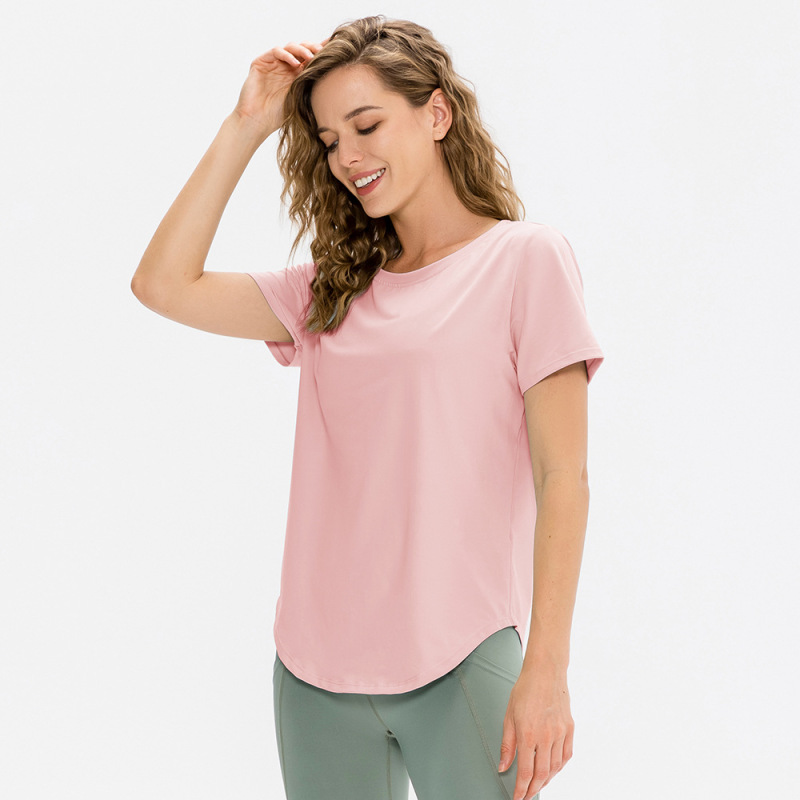12218--Women's Loose Yoga Short Sleeve Breathable Running Top
