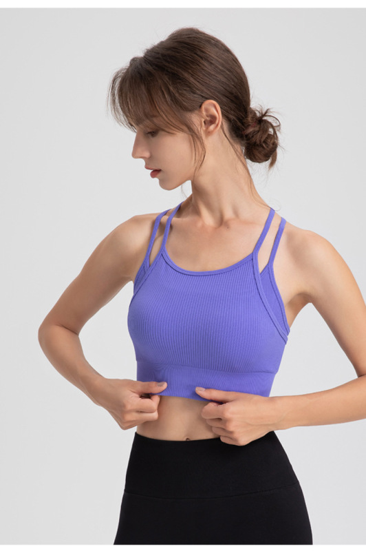 WXM5291--Thin shoulder straps, beautiful back, fake two-piece sports bra, yoga fitness wear, bra and vest all-in-one