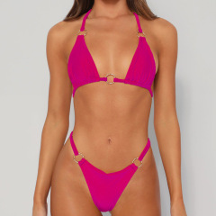3039--Sexy bikini briefs nylon glossy fabric split swimsuit