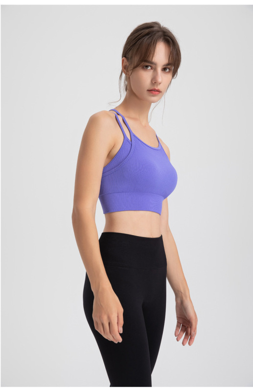 WXM5291--Thin shoulder straps, beautiful back, fake two-piece sports bra, yoga fitness wear, bra and vest all-in-one