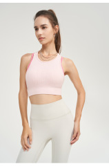 WX5357--Contrast Color Seamless Yoga Bra Fake Two-Piece Beautiful Back Fitness Wear Sports Vest One-Piece Women