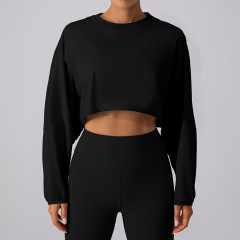 YW488--Popular round neck sweatshirt T-shirt sports short bottoming shirt