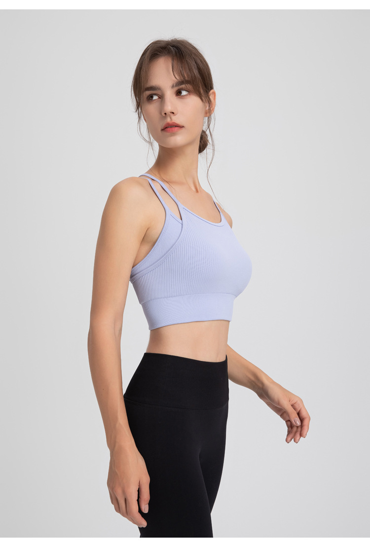 WXM5291--Thin shoulder straps, beautiful back, fake two-piece sports bra, yoga fitness wear, bra and vest all-in-one